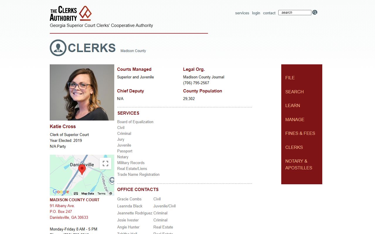 Madison County Clerk of Superior Court GSCCCA profile for record services