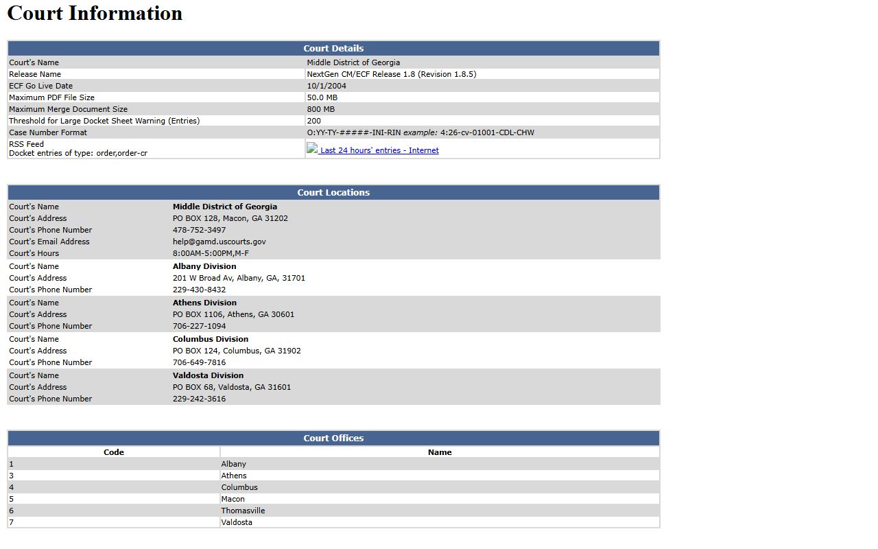 Madison County court dockets Middle District CM ECF court information