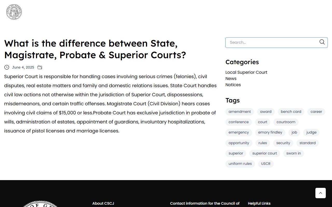 Madison County Superior Court Georgia jurisdiction comparison