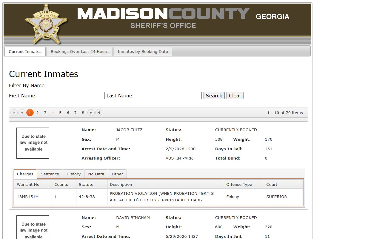 Madison County inmate records jail roster portal