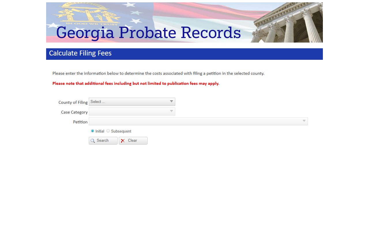 Madison County probate records Georgia filing cost calculator