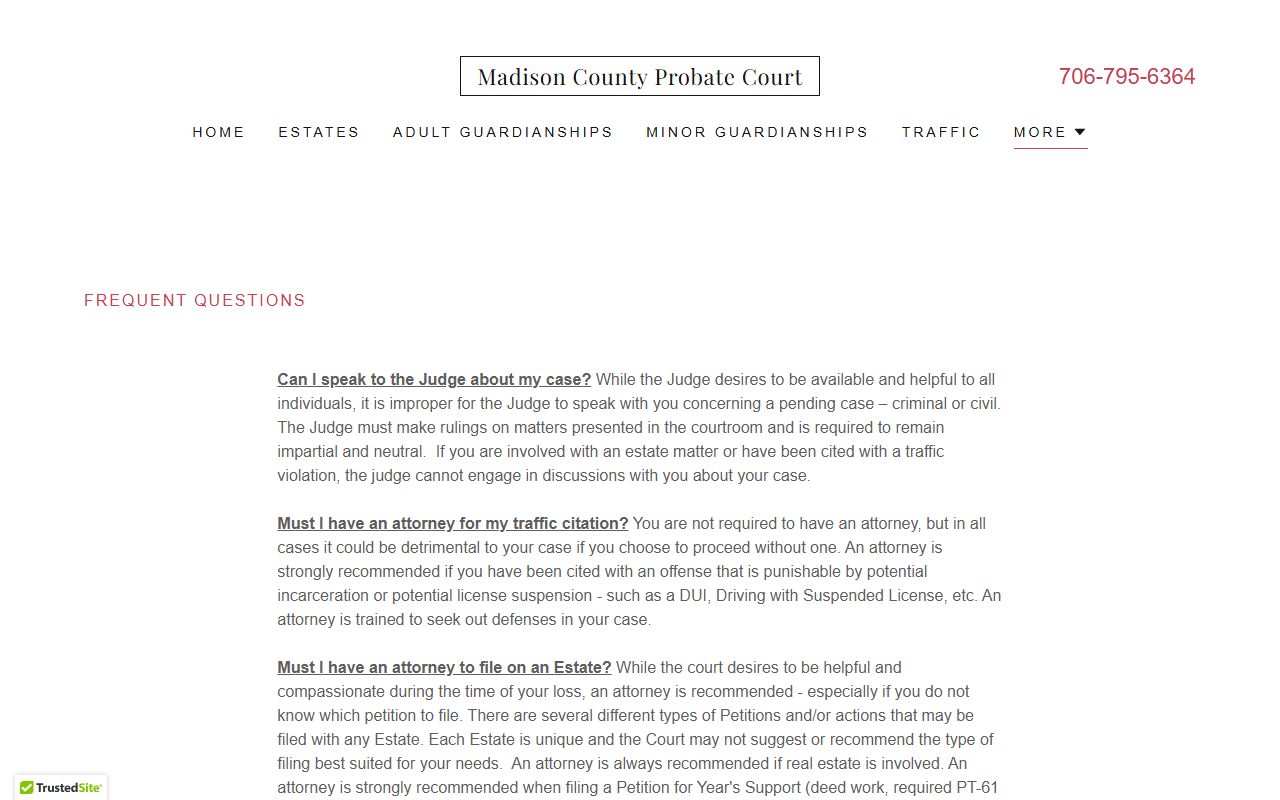 Madison County probate records Probate Court homepage and FAQ access