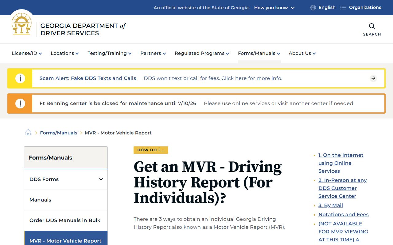 Madison County traffic court records Georgia DDS MVR page