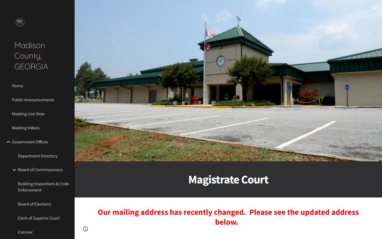 Madison County warrant records Magistrate Court page